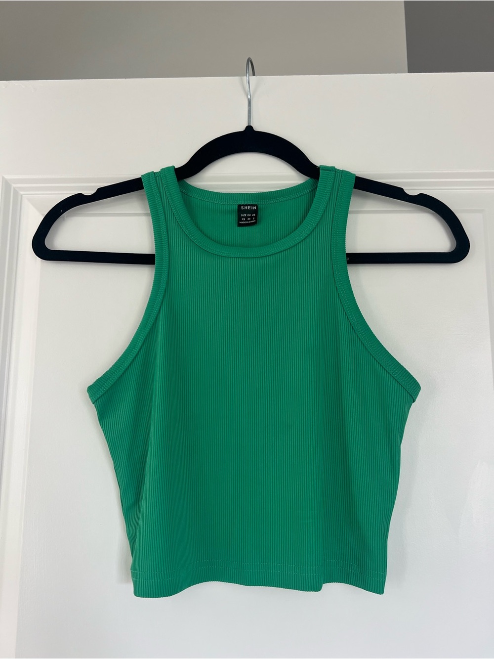 SHEIN Emerald Green Ribbed Cropped Tank